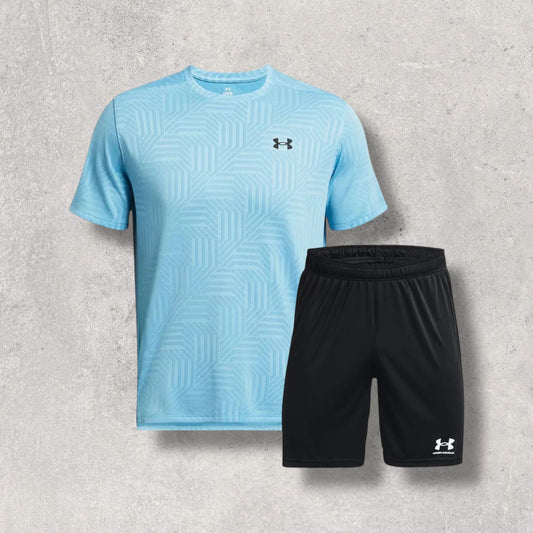 UNDER ARMOUR GEOTESSA TSHIRT / SHORTS SET - BLUE BLACK