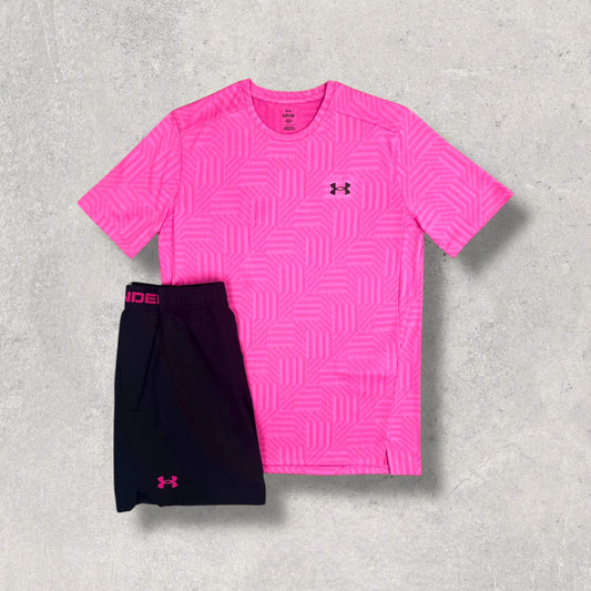 UNDER ARMOUR GEOTESSA TSHIRT / SHORTS SET - PINK